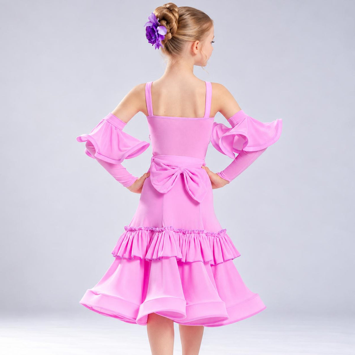 Professional Kids Light Purple Ballroom Competition Dress | Girls Latin Wear
