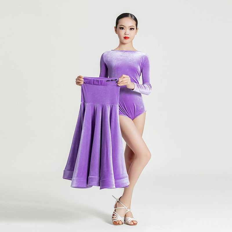 Girls Ballroom Dance Dresses Purple Blue Waltz Tango Ballroom Dance Regulations Competition Long Gown for Kids