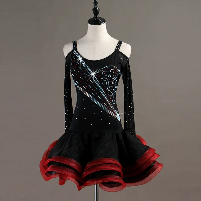Latin Dance Dresses Latin Dance Competition Dresses / Rhinestones High Dress - Moderndancedress.com
