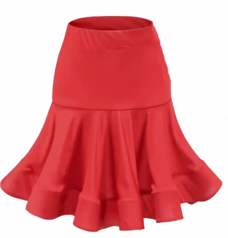 Girls Red Neon Green Black Latin Dance Skirt Kids Children Practice White Latin Salsa Chacha Dancing Skirt - Moderndancedress.com