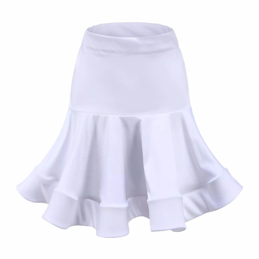 Girls Red Neon Green Black Latin Dance Skirt Kids Children Practice White Latin Salsa Chacha Dancing Skirt - Moderndancedress.com