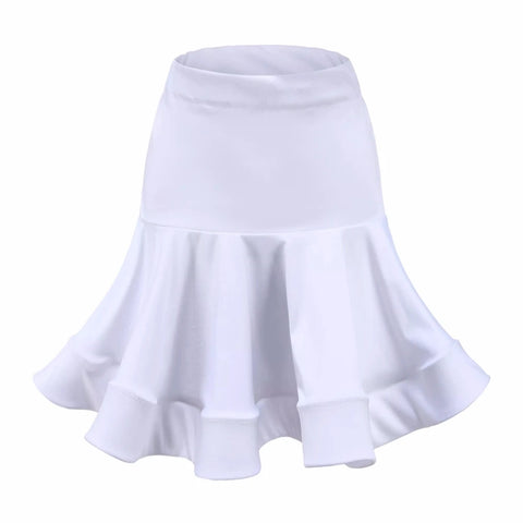 Girls Red Neon Green Black Latin Dance Skirt Kids Children Practice White Latin Salsa Chacha Dancing Skirt - Moderndancedress.com