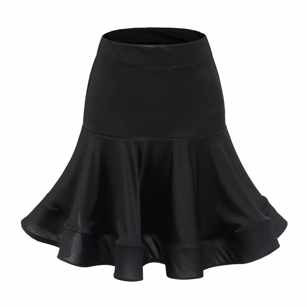 Girls Red Neon Green Black Latin Dance Skirt Kids Children Practice White Latin Salsa Chacha Dancing Skirt - Moderndancedress.com