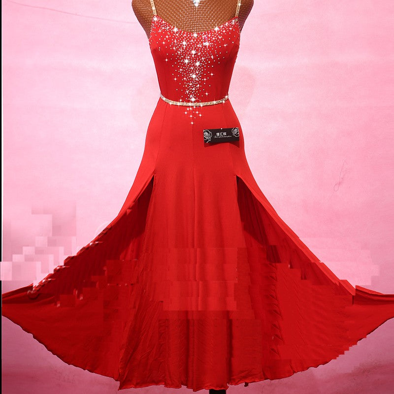 Latin Dance Dress For Women Lace Stage Perform Cha cha Rumba Samba Practice Exercise Fitness Clothes - Moderndancedress.com