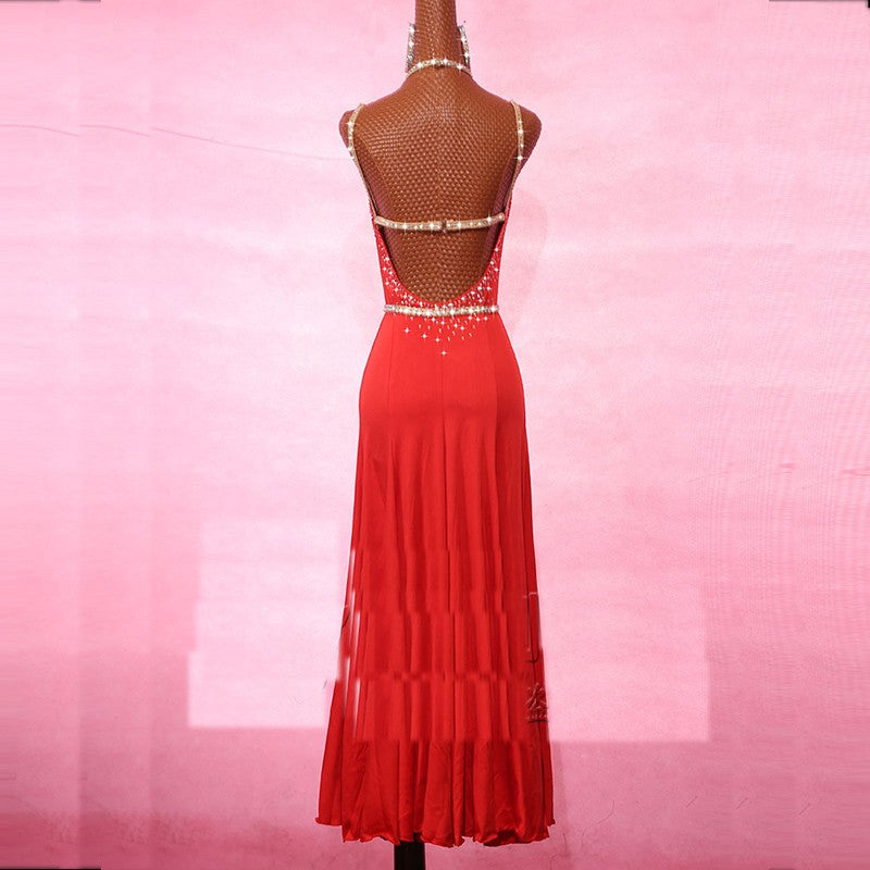 Latin Dance Dress For Women Lace Stage Perform Cha cha Rumba Samba Practice Exercise Fitness Clothes - Moderndancedress.com