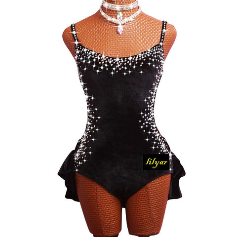 Latin Dance Dresses For Women S-L Milk Silk Lace Sexy Salsa Fringe Skirt Evening Dress Ballroom Competition Clothes - Moderndancedress.com