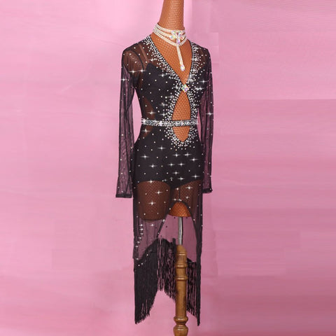 Original Latin Dance Dresses For Ladies Black Red Color Gauze Feminine Clothes Fashion Women Professional Ballroom Suits - Moderndancedress.com