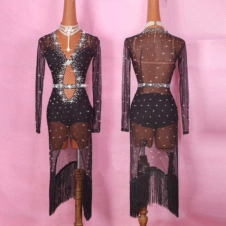 Original Latin Dance Dresses For Ladies Black Red Color Gauze Feminine Clothes Fashion Women Professional Ballroom Suits - Moderndancedress.com