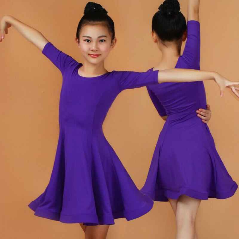 Children girls mint color ballroom latin dance dress green pink blue girls latin sexy dirls kids latin dancing dress For Stage performance - Moderndancedress.com