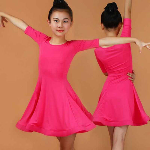 Children girls mint color ballroom latin dance dress green pink blue girls latin sexy dirls kids latin dancing dress For Stage performance - Moderndancedress.com