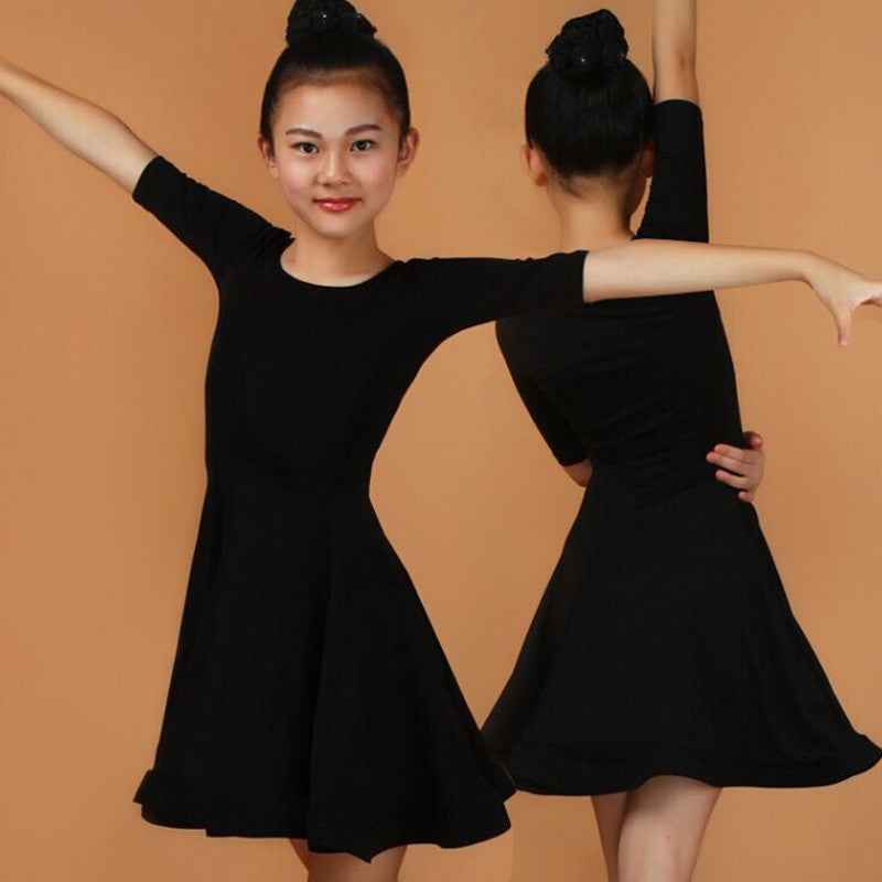 Children girls mint color ballroom latin dance dress green pink blue girls latin sexy dirls kids latin dancing dress For Stage performance - Moderndancedress.com