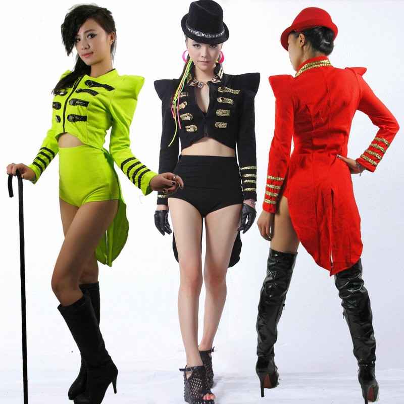 tuxedo dj female singer magician ds costumes fashion coat dance jazz clothing bodysuit stage dress tail performance.