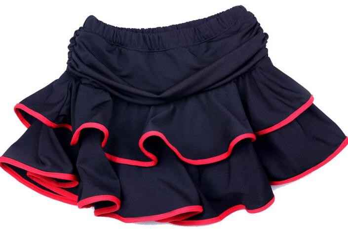 Girls Latin Dance Skirt Ballroom Samba Chacha Dancing Dress inside with shorts Kids Mini Skirt