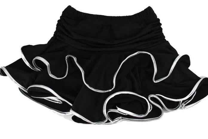 Girls Latin Dance Skirt Ballroom Samba Chacha Dancing Dress inside with shorts Kids Mini Skirt - Moderndancedress.com