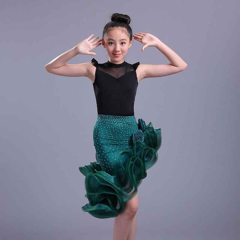 Girl Latin Dance Dress Kids Ballroom Tango Dresses for Girl Ballroom Costumes