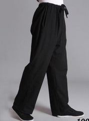 Pure cotton kung fu sports pants practise old-coarse male tang-suit breathable trousers Chinese traditiona tai chi leisure pants