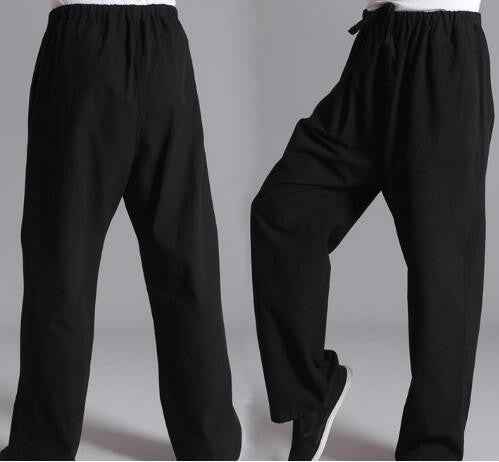 Pure cotton kung fu sports pants practise old-coarse male tang-suit breathable trousers Chinese traditiona tai chi leisure pants - Moderndancedress.com