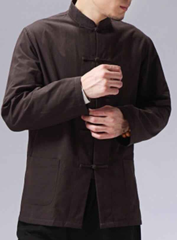 Taichi clothing for men Long Sleeve Traditional Chinese Clothes Tang Suit Top bruce lee Chinese Kung Fu Tai Chi Uniform shirt for Men - Moderndancedress.com