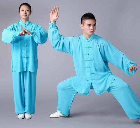 Chiffon Tai Chi Clothing for Summer Martial Arts - Chinese Style Exercise Wear for Middle-Aged and Elderly Men and Women - Moderndancedress.com
