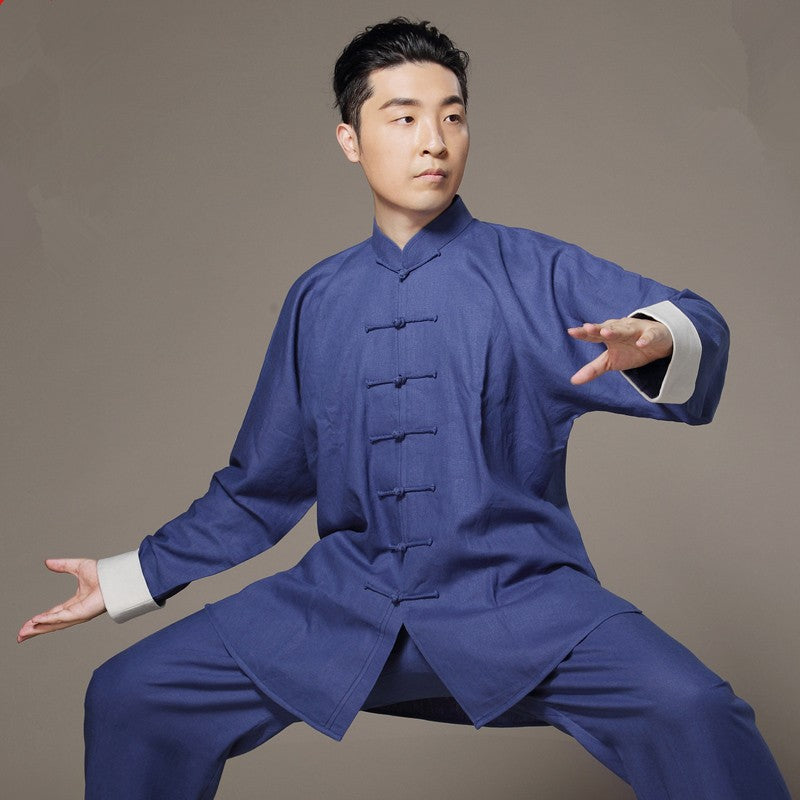 Flax Tai Chi uniform Taiji Boxing Performance Clothing Autumn Summer linen Kung Fu Suit Wing Chun Uniform Chinese style