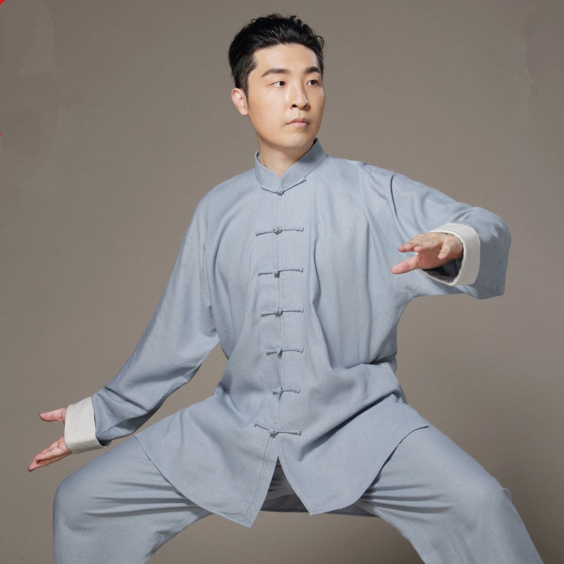 Flax Tai Chi uniform Taiji Boxing Performance Clothing Autumn Summer linen Kung Fu Suit Wing Chun Uniform Chinese style