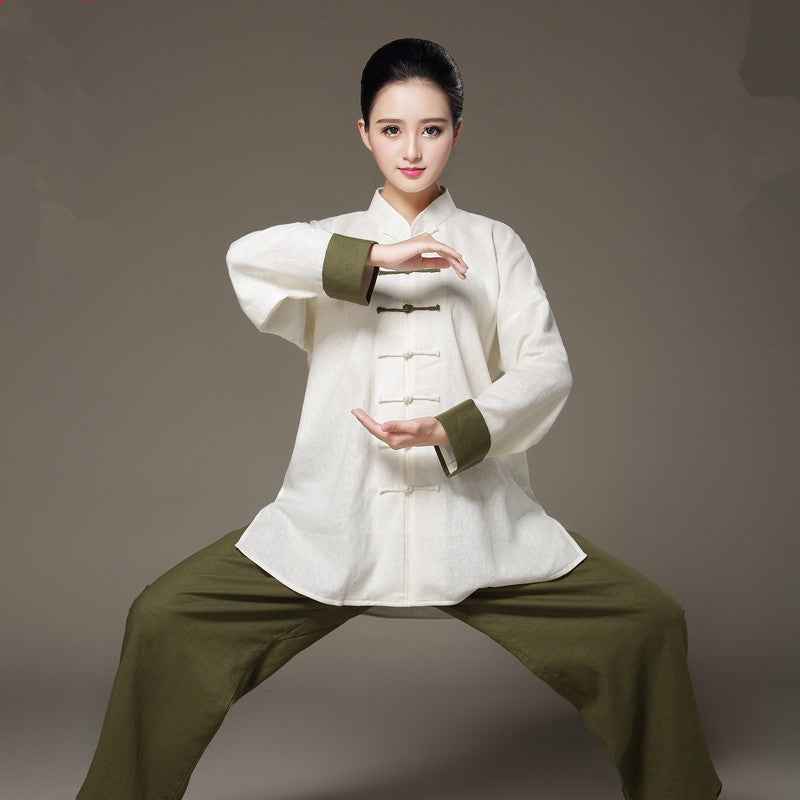 Flax Tai Chi uniform Taiji Boxing Performance Clothing Autumn Summer linen Kung Fu Suit Wing Chun Uniform Chinese style - Moderndancedress.com