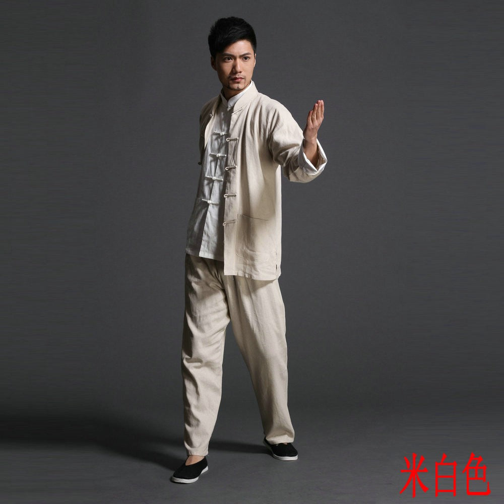 Bruce lee Wing Chun tai chi martial arts clothing set kung fu uniform chinese traditional Tang suits men's clothes Jacket+pants.