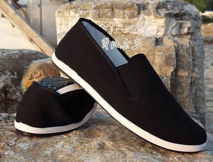 Black Cotton Shoes Bruce Lee Vintage Chinese Kung Fu shoes Wing Chun Tai Chi Slipper Martial Art Pure Cotton Shoes - Moderndancedress.com