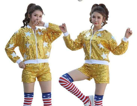 Sequined paillette modern dance women's men's girl's growth cheerleader school jazz hip hop dance costumes outfits - Moderndancedress.com