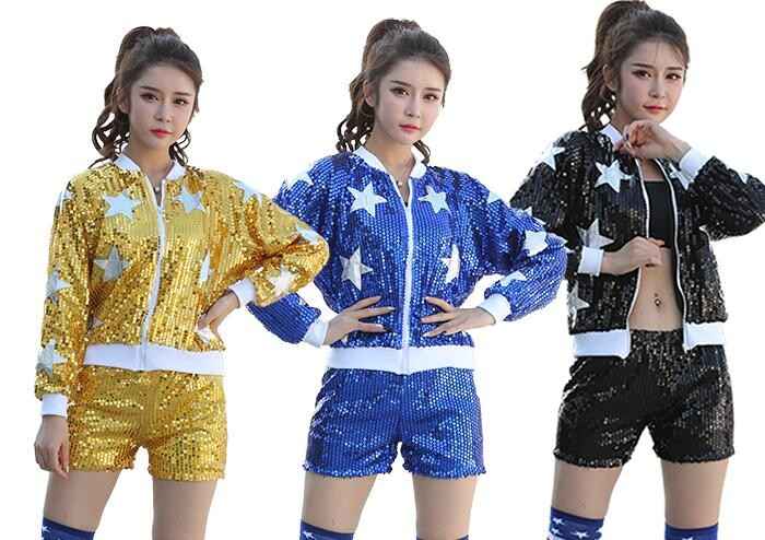 Sequined paillette modern dance women's men's girl's growth cheerleader school jazz hip hop dance costumes outfits.