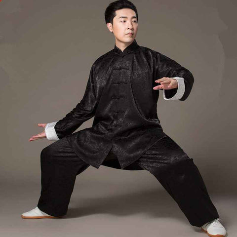 Men's Dragon pattern Kung fu uniforms Tai Chi practice wushu clothes top and pants morning exercise clothing performance clothes - Moderndancedress.com
