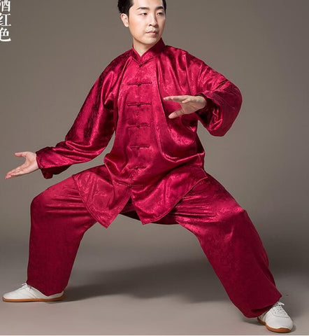 Men's Dragon pattern Kung fu uniforms Tai Chi practice wushu clothes top and pants morning exercise clothing performance clothes - 