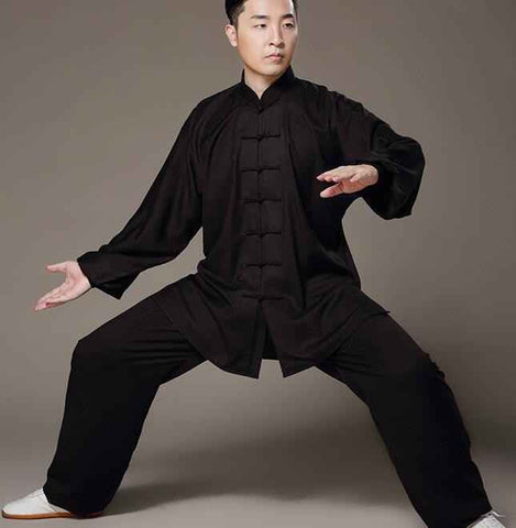 Men's chinese Kung Fu clothes linen material Taichi Sports fitness wush martial practice uniforms - 