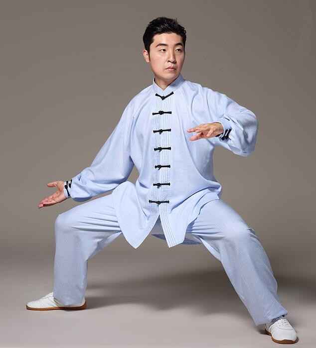 Men's chinese Kung Fu clothes linen material Taichi Sports fitness wush martial practice uniforms - Moderndancedress.com