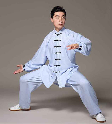 Men's chinese Kung Fu clothes linen material Taichi Sports fitness wush martial practice uniforms - Moderndancedress.com