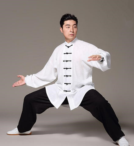 Men's chinese Kung Fu clothes linen material Taichi Sports fitness wush martial practice uniforms - 
