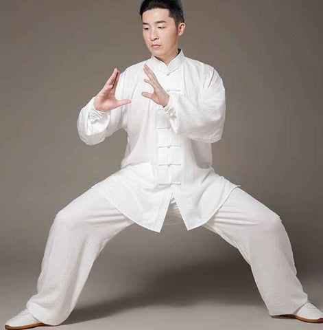 Men's chinese Kung Fu clothes linen material Taichi Sports fitness wush martial practice uniforms - Moderndancedress.com