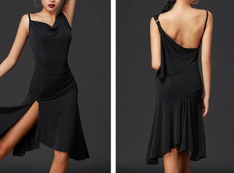 Black fringed backless Latin Dresses For Women Latin Dance Skirt Tango Salsa Gogo ballroom Dance Costumes