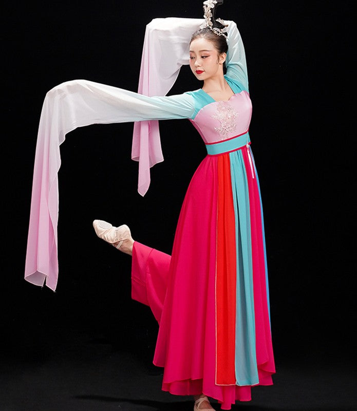 Water Sleeve chinese folk dance costume female Chinese fairy dresses modern dance plucking classical traditional dance costume adult - Moderndancedress.com