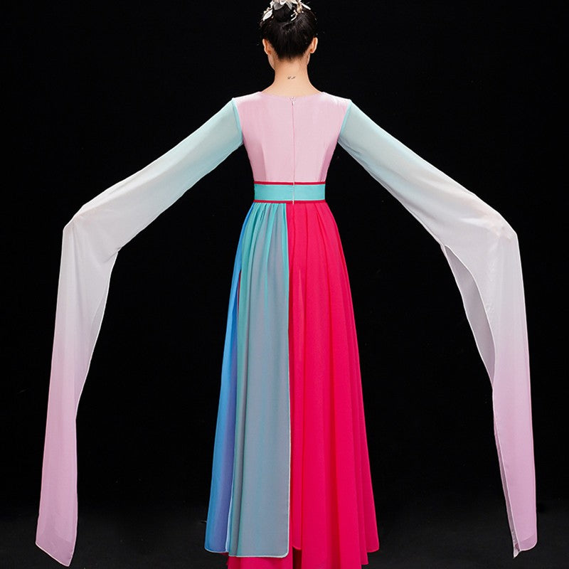 Water Sleeve chinese folk dance costume female Chinese fairy dresses modern dance plucking classical traditional dance costume adult