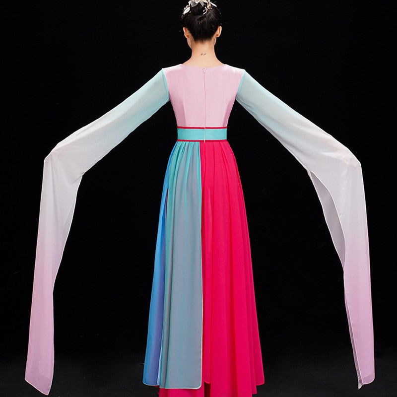 Water Sleeve chinese folk dance costume female Chinese fairy dresses modern dance plucking classical traditional dance costume adult - Moderndancedress.com