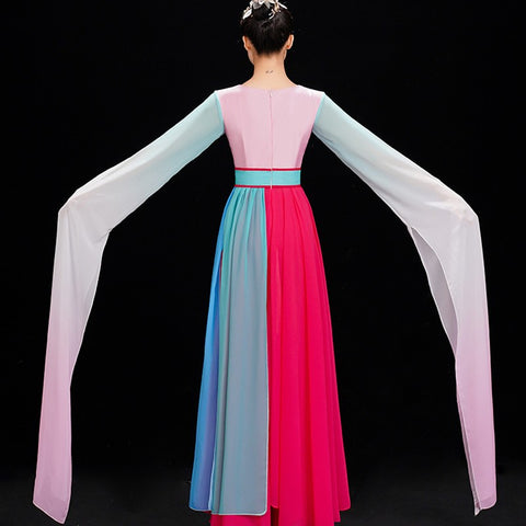 Water Sleeve chinese folk dance costume female Chinese fairy dresses modern dance plucking classical traditional dance costume adult - Moderndancedress.com