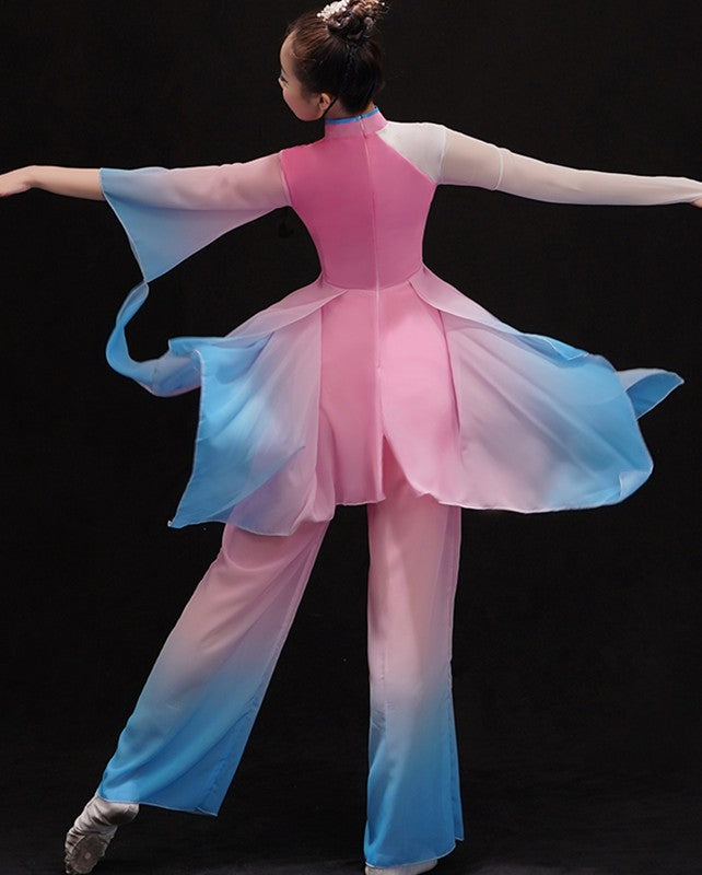 Chinese Classical folk dance costume female hanfu Chinese Yangko dance costume Jiangnan solo fan dance modern dance suit - Moderndancedress.com