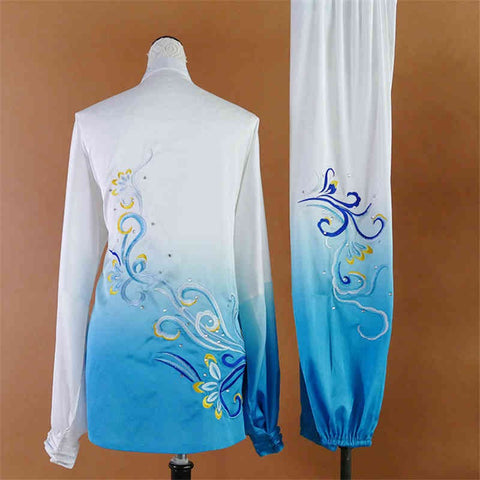 Gradient embroidery Tai Chi Martial art performance clothing for men and women Tai Chi wushu stage performance competition suit - Moderndancedress.com