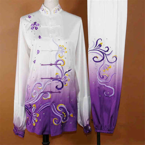 Gradient embroidery Tai Chi Martial art performance clothing for men and women Tai Chi wushu stage performance competition suit - Moderndancedress.com