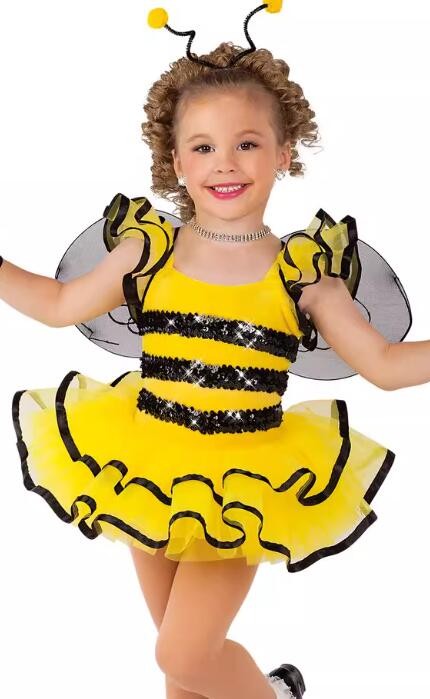 Children Toddlers girls jazz dance dress tutu skirts bee christmas birthday party play performance costumes Stage performance attire fluffy gauze skirt