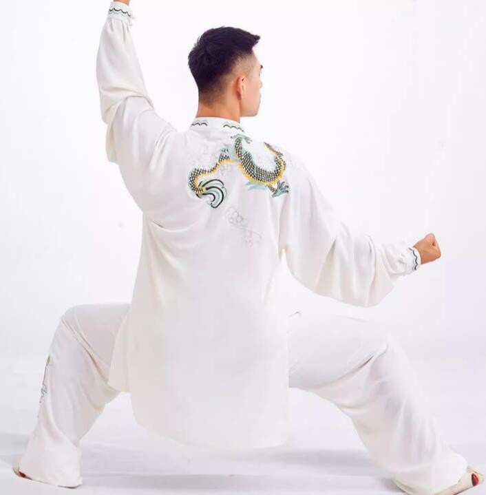 Customized size Tai chi clothing  for women men chinese dragon kung fu uniforms linen cotton breathable tai ji quan wushu competition suit for unisex - Moderndancedress.com