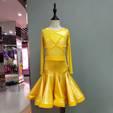 Girls Latin Dance Dresses Latin Dance Competition Provides Girls&amp;apos;Divided Button Show Clothes for Professional Art Examination, Dance Clothes - Moderndancedress.com