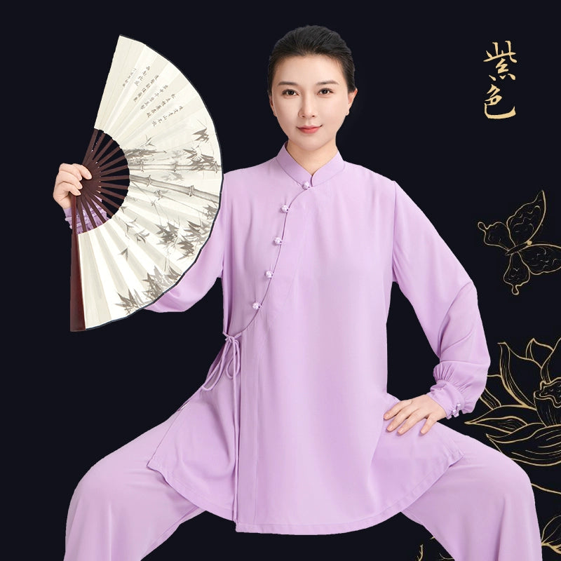 Dark Green Tai Chi Clothing for Women Cotton Chinese KungFu Uniforms Wushu Martial Arts Baduanjin Practice Clothes - Moderndancedress.com
