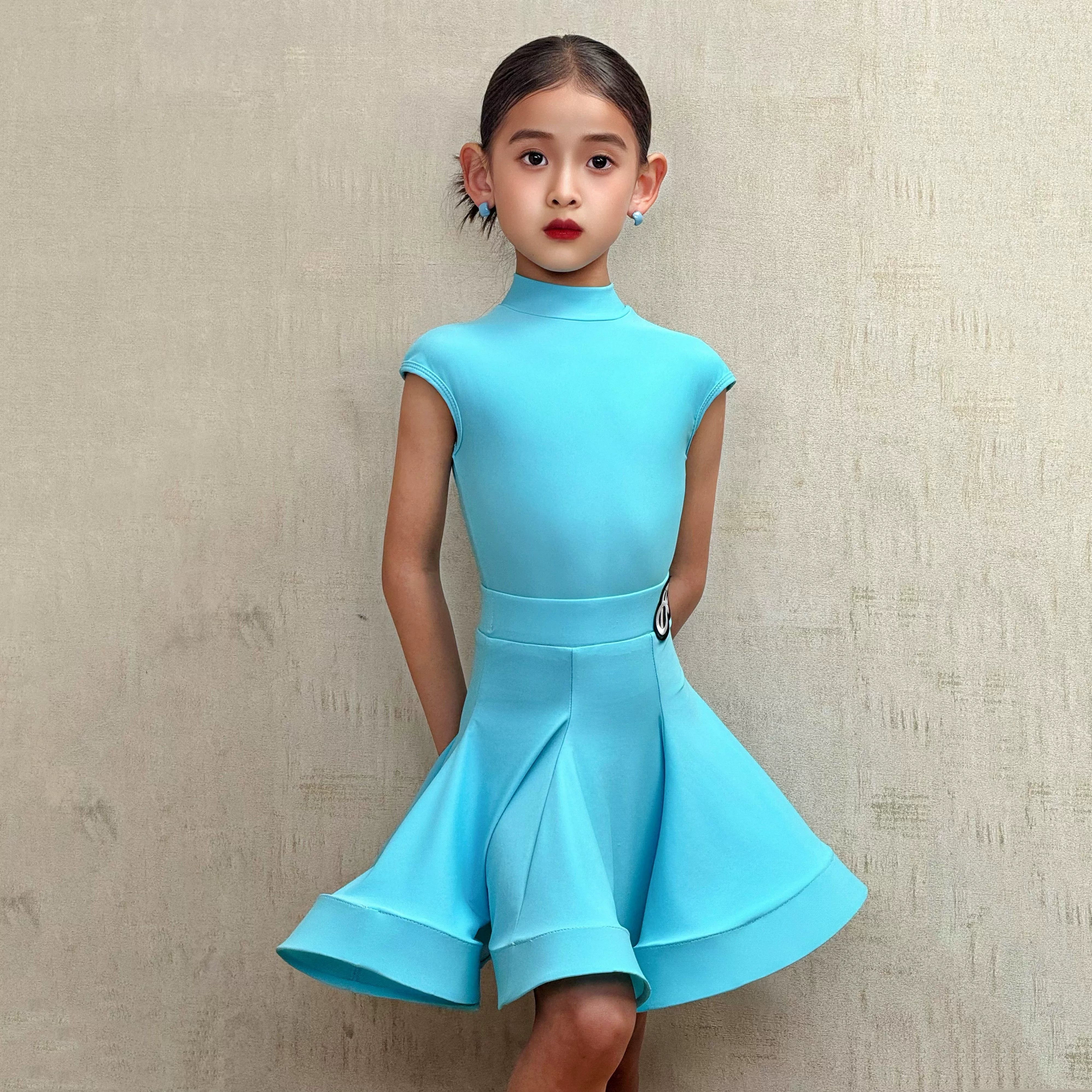Girls Latin Dance Dresses for Kids Children Ballroom Salsa Rumba Chacha Regulations Performance Costumes - Moderndancedress.com